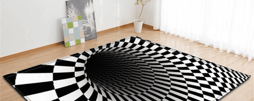 different locations for placing optical illusion rugs